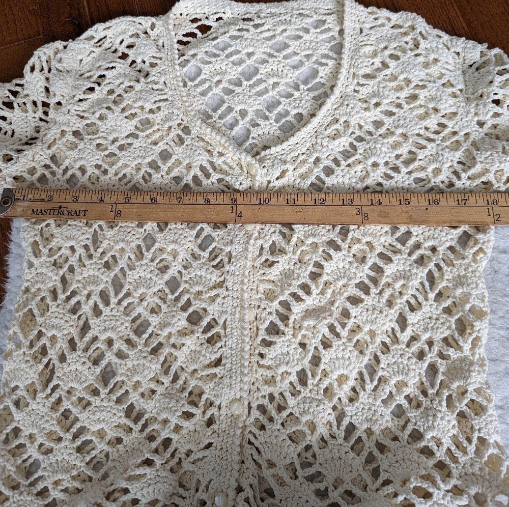 Crochet knit cardigan sweater small medium - Picture 9 of 10